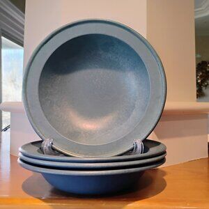 Vintage 1961 Bennington Potters DG David Gil Rimmed Soup Bowl Set of 4 Blue